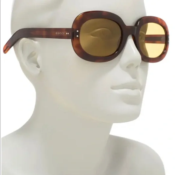 GUCCI UNISEX CLASSIC HAVANA / TORTOISE OVAL WITH RETRO  display picture 1